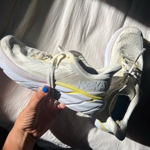 White Womens Hoka Clifton 8 Running Shoes